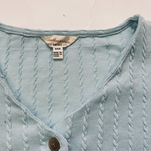 Weatherproof Vintage Short Sleeve V-neck Button Up Tie Front ShIrt Size S Blue - Picture 2 of 9